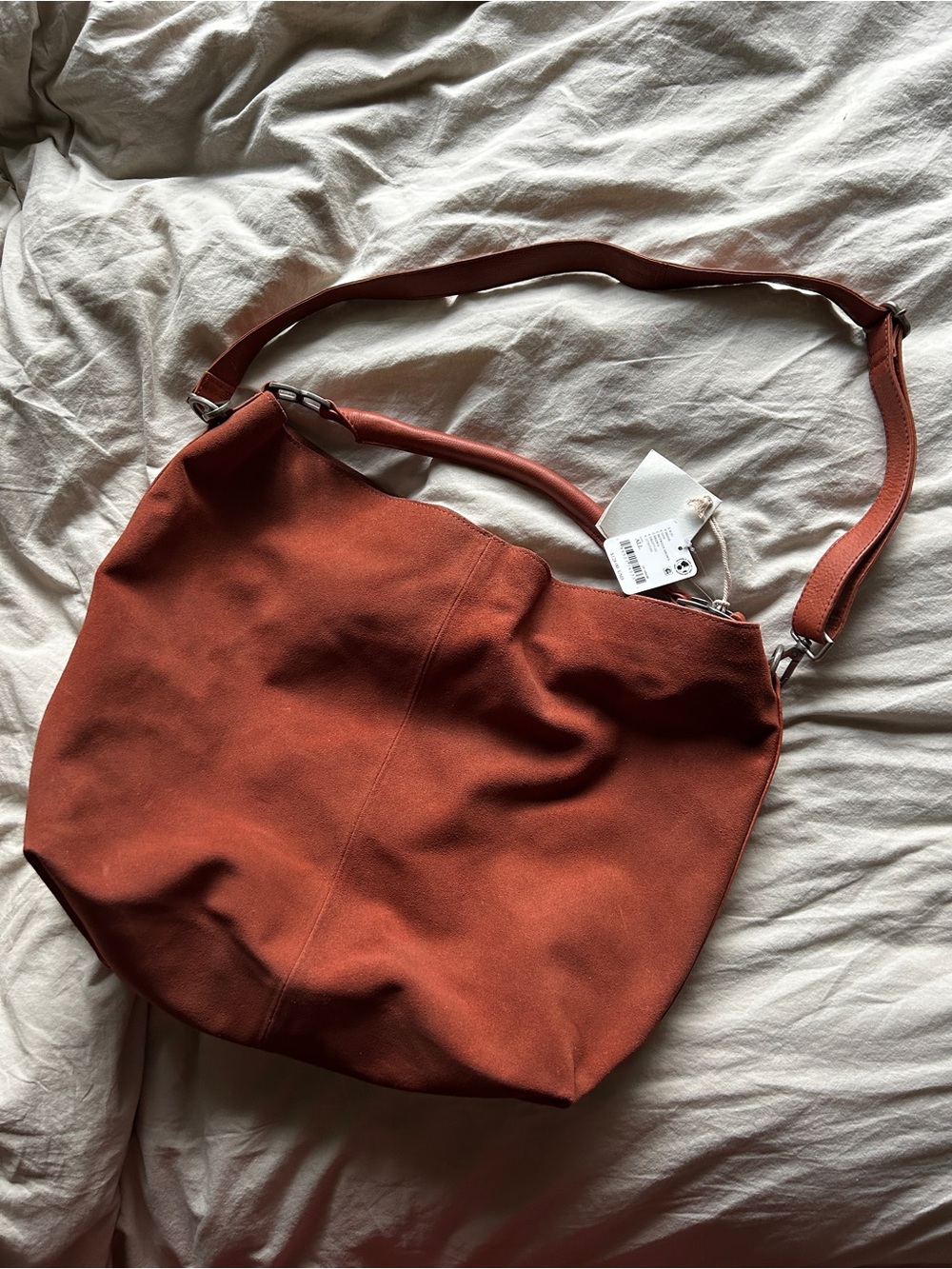 Free People Terracotta Suede Hobo Bag NWT